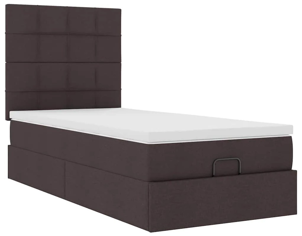 Οθωμανικό κρεβάτι με στρώμα σκούρο καφέ 90x190cm ύφασμα 3313122