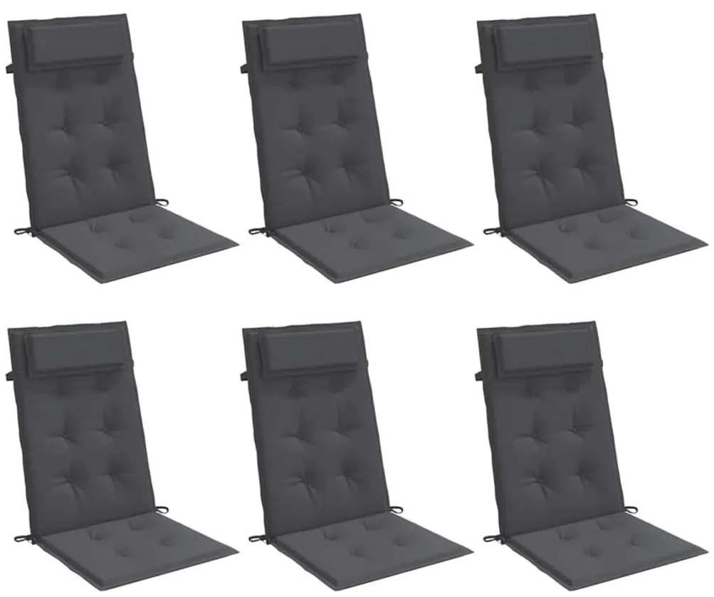 vidaXL Μαξιλάρια Καρέκλας με Πλάτη 6 τεμ. Ανθρακί από Ύφασμα Oxford