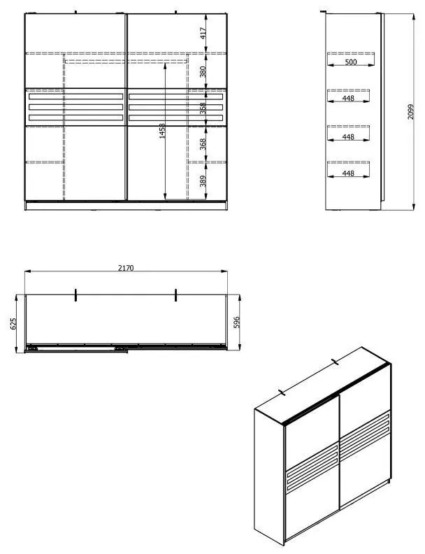 Ντουλάπα Galicia 220 Λευκό 217x62.5x210 εκ. 217x62.5x210 εκ.