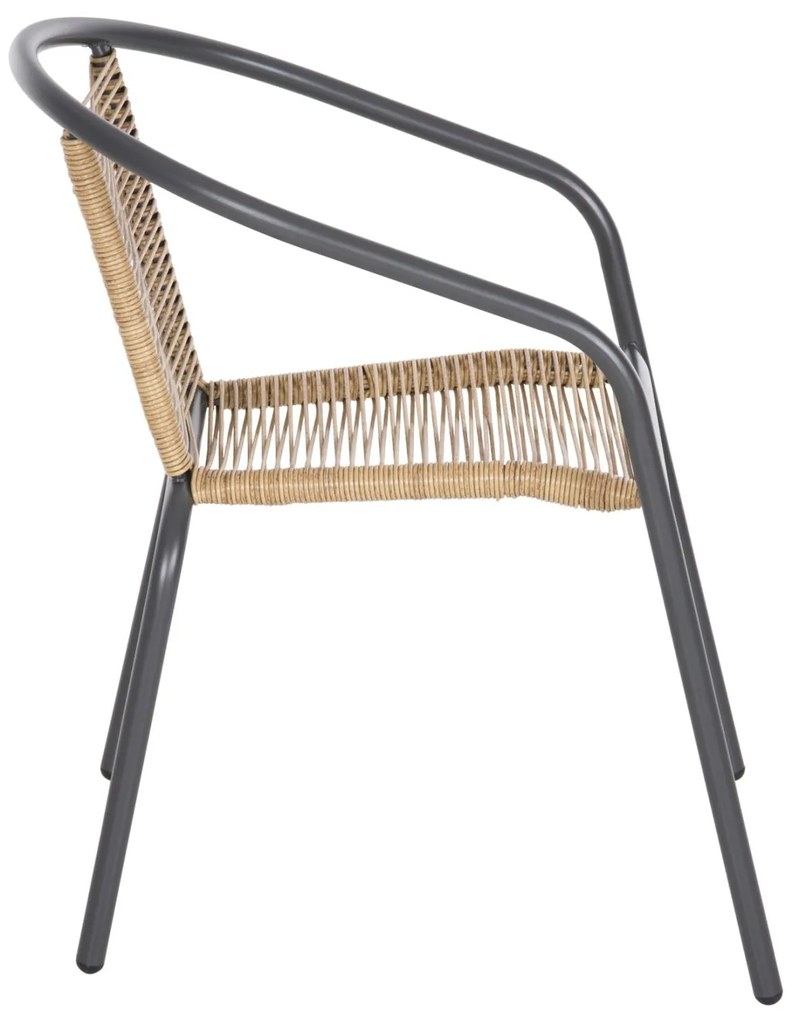 Καρέκλα - Πολυθρόνα SWIFTER C5969.02 Γκρί Μέταλλο με Φυσικό Συνθετικό Rattan 54x61x75Υεκ. 54x61x75 εκ.