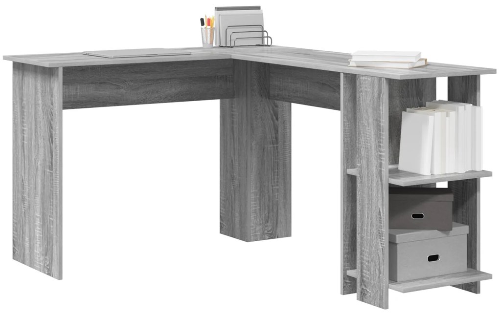 vidaXL Γκρίζο Γωνιακό Γραφείο Γκρίζο Sonoma MDF Κανονικό