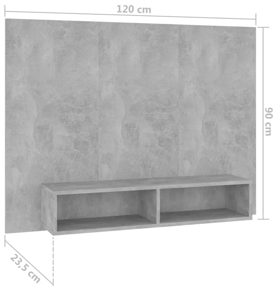 vidaXL Έπιπλο Τηλεόρασης Τοίχου Γκρι Σκυρ. 120x23,5x90 εκ. Μοριοσανίδα