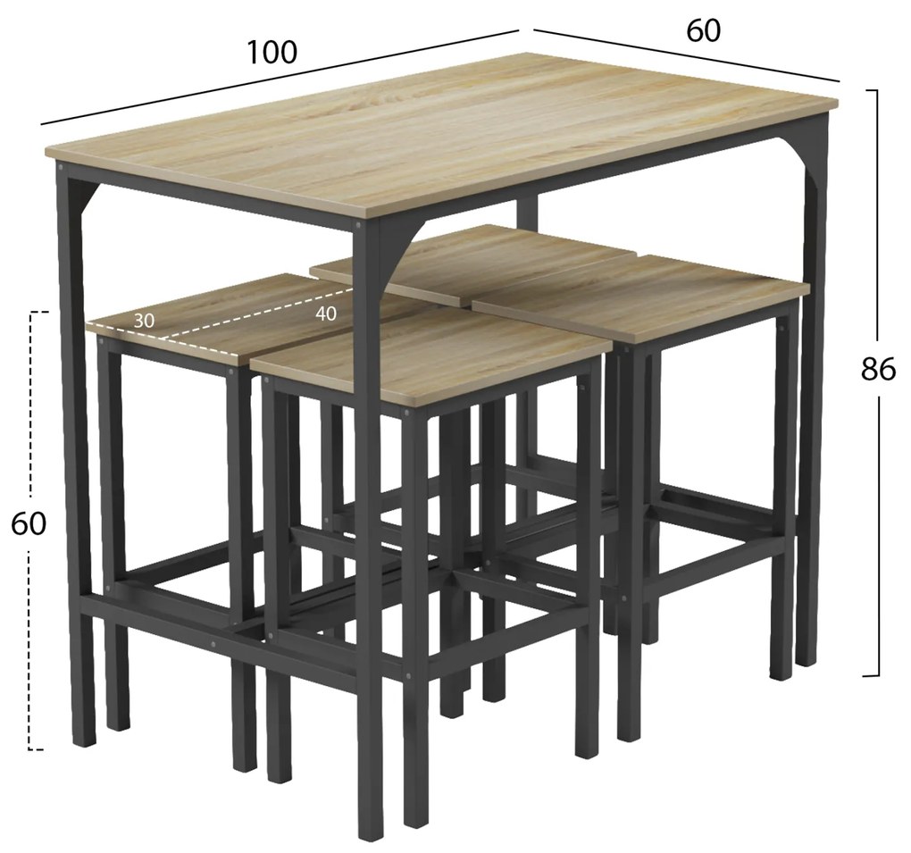 ΣΕΤ ΤΡΑΠΕΖΑΡΙΑ ΜΠΑΡ 5ΤΜΧ BOXY HM9882.01 ΜΑΥΡΟ ΜΕΤΑΛΛΟ-ΜΕΛΑΜΙΝΗ ΣΕ SONAMA - 0538018 - HM9882.01