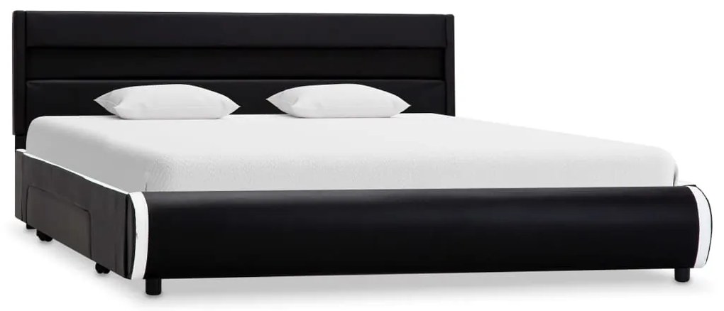 vidaXL Πλαίσιο Κρεβατιού με LED Μαύρο 140x200 εκ. από Συνθετικό Δέρμα