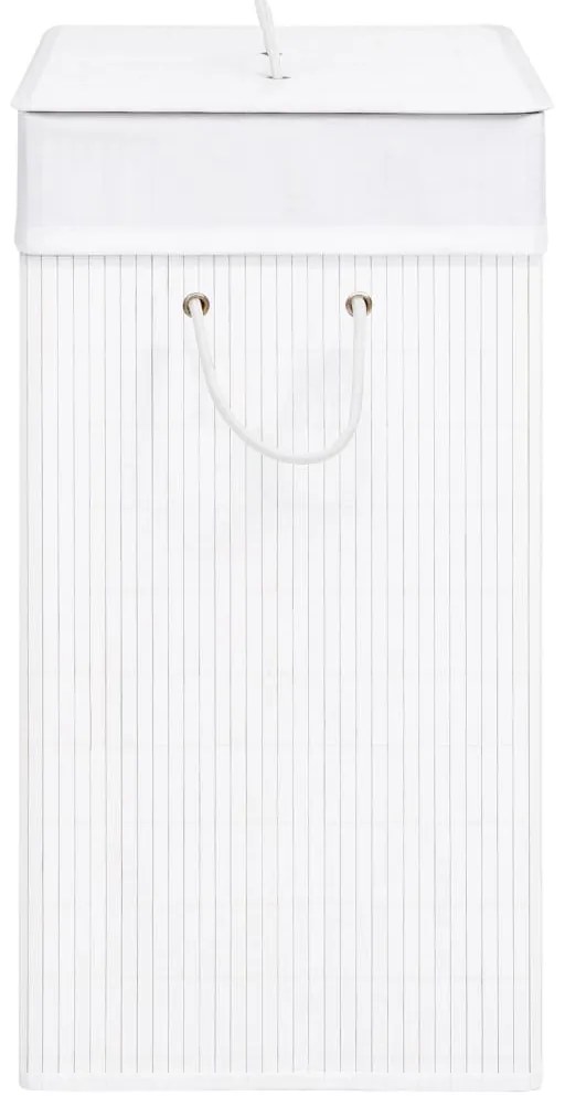 vidaXL Καλάθι Άπλυτων με 2 Τμήματα Λευκό 100 Λίτρα από Μπαμπού