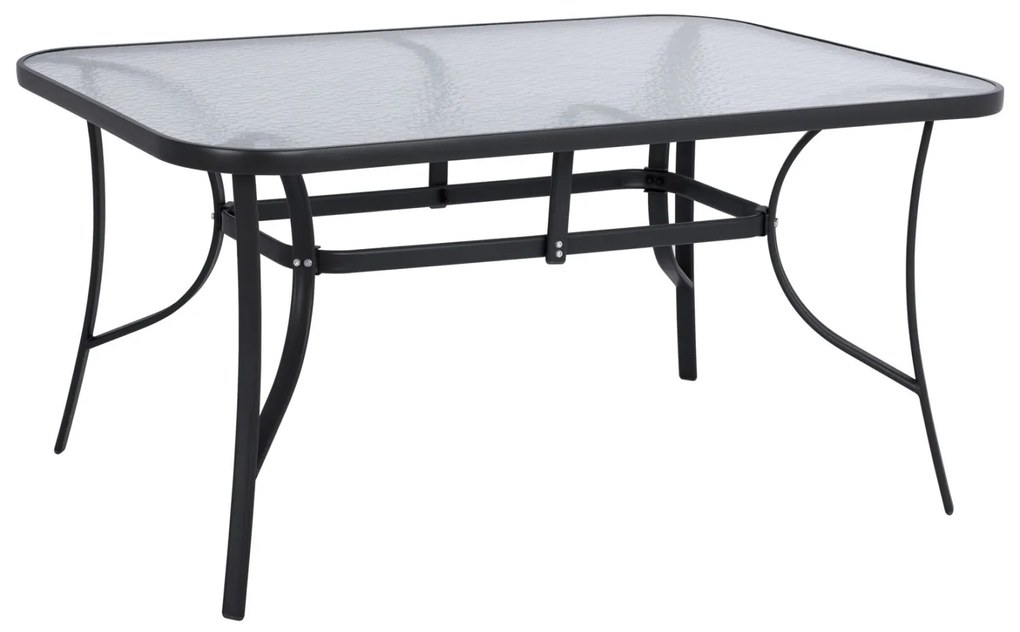 Τραπέζι Bruno 150x90x72υεκ. Γκρι Μεταλλικό Με Γυάλινη Επιφάνεια