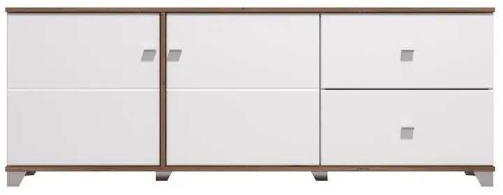Έπιπλο TV Burgundy 160 3K2F Λευκό - Flagstaff Oak - Λευκό Γυαλιστερό 162x40x51 εκ. 162x40x51 εκ.
