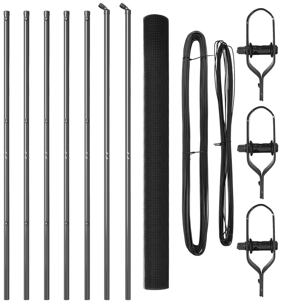 vidaXL Φράχτης Welded Wire με 7 παλάμες Γκρι 1.6x10 μ