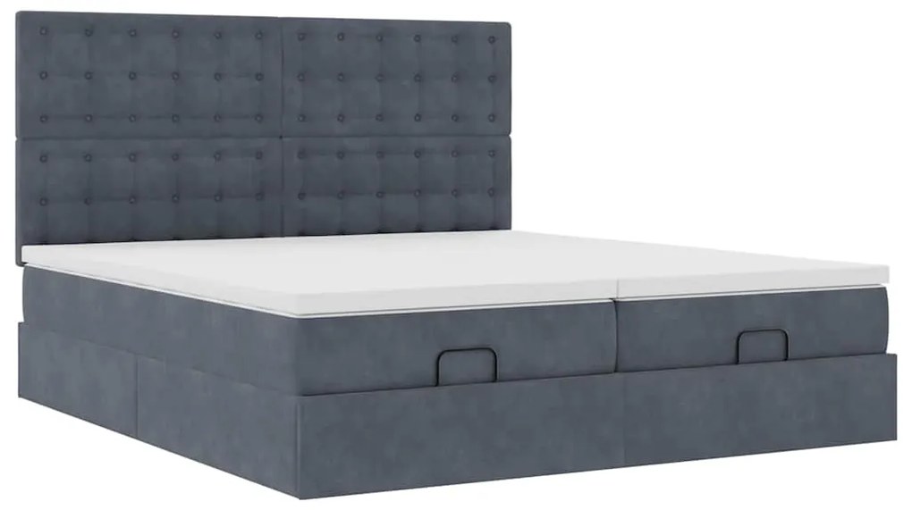 vidaXL Οθωμανικό κρεβάτι με στρώματα & LEDs Σκούρο γκρι Velvet