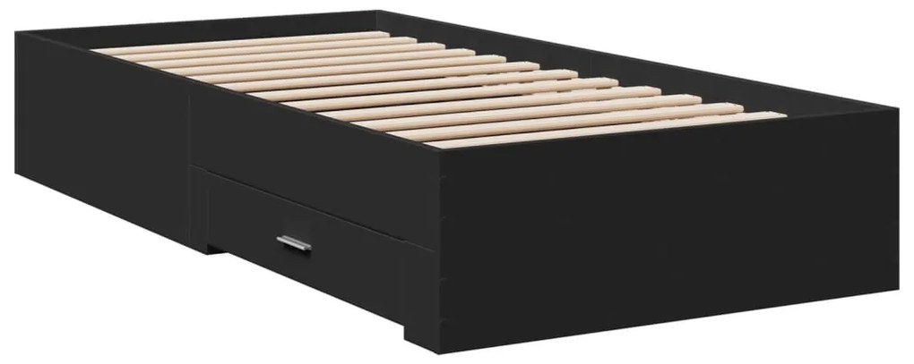 vidaXL Πλαίσιο Κρεβατιού με Συρτάρια Μαύρο 100x200 εκ Επεξεργ. Ξύλο