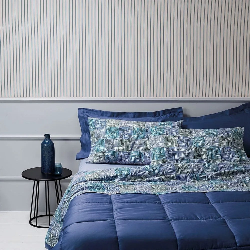 Σεντόνια Pepe B1 9196712 Σετ 4τμχ Blue Zucchi Υπέρδιπλo 175x200cm 100% Βαμβάκι