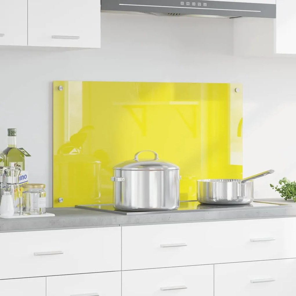 vidaXL Πίσω Πάνελ Κουζίνας Κίτρινο 90 x 50 x 0.6 εκ. σκληρυμένο γυαλί