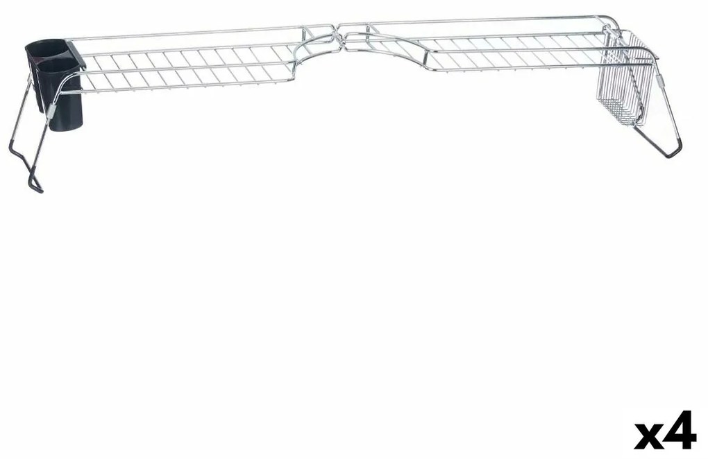 Επεκτάσιμο Στραγγιστήρι Πιάτων για Νεροχύτη Kinvara Μαύρο Ασημί 44 x 11 x 16 cm (4 Μονάδες)