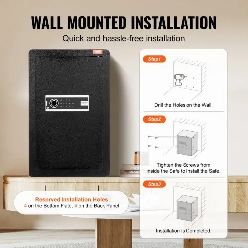 VEVOR Single Door 4.0 cu.ft Safe Box with Key Lock &amp; Password LED Light Black