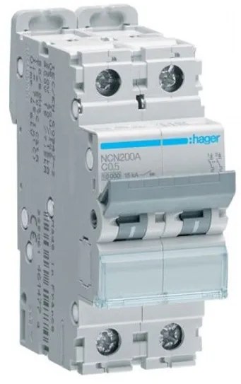 Αυτόματη Ασφάλεια 10Ka C 2x05A NCN200A Hager NCN200A