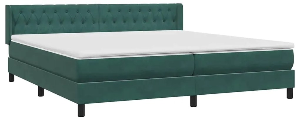 BOX SPRING ΚΡΕΒΑΤΙ ΜΕ ΣΤΡΩΜΑ ΣΚΟΥΡΟ ΠΡΑΣΙΝΟ 180X220CM ΒΕΛΟΥΔΙΝΟ 3318420