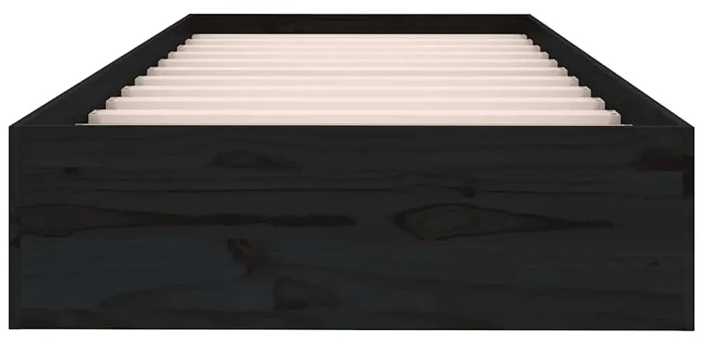 vidaXL Πλαίσιο Κρεβατιού Μαύρο 75 x 190εκ. από Μασίφ Ξύλο Small Single
