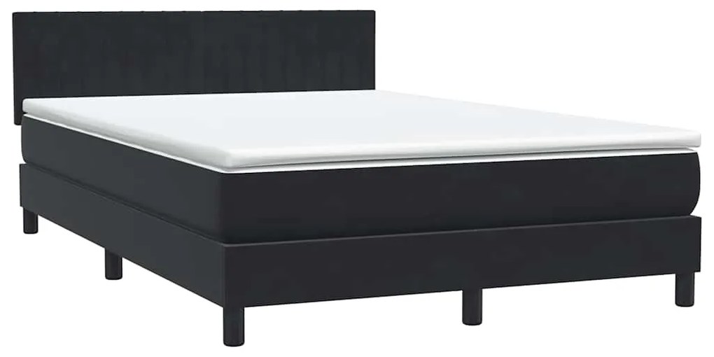 vidaXL Box Spring Κρεβάτι με στρώμα Μαύρο 140x220 cm Βελούδινο