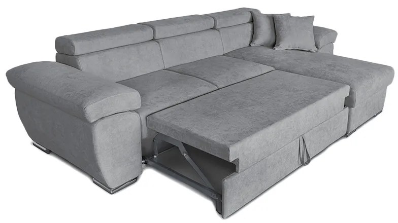 Γωνιακός καναπές-κρεβάτι αναστρέψιμος Comy pakoworld γκρι 286x160x75-90εκ