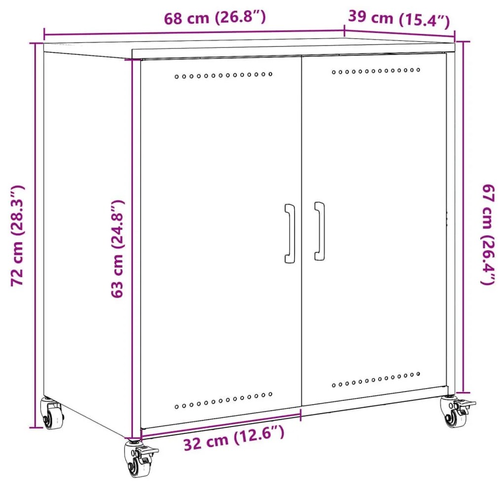 Ντουλάπι Μαύρο 68x39x72 εκ. από Χάλυβα - Μαύρο