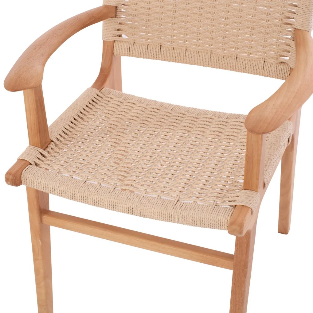 Καρέκλα-Πολυθρόνα IGNACIO Rubberwood και Σχοινί 61x56x83Υεκ. 61x56x83 εκ.