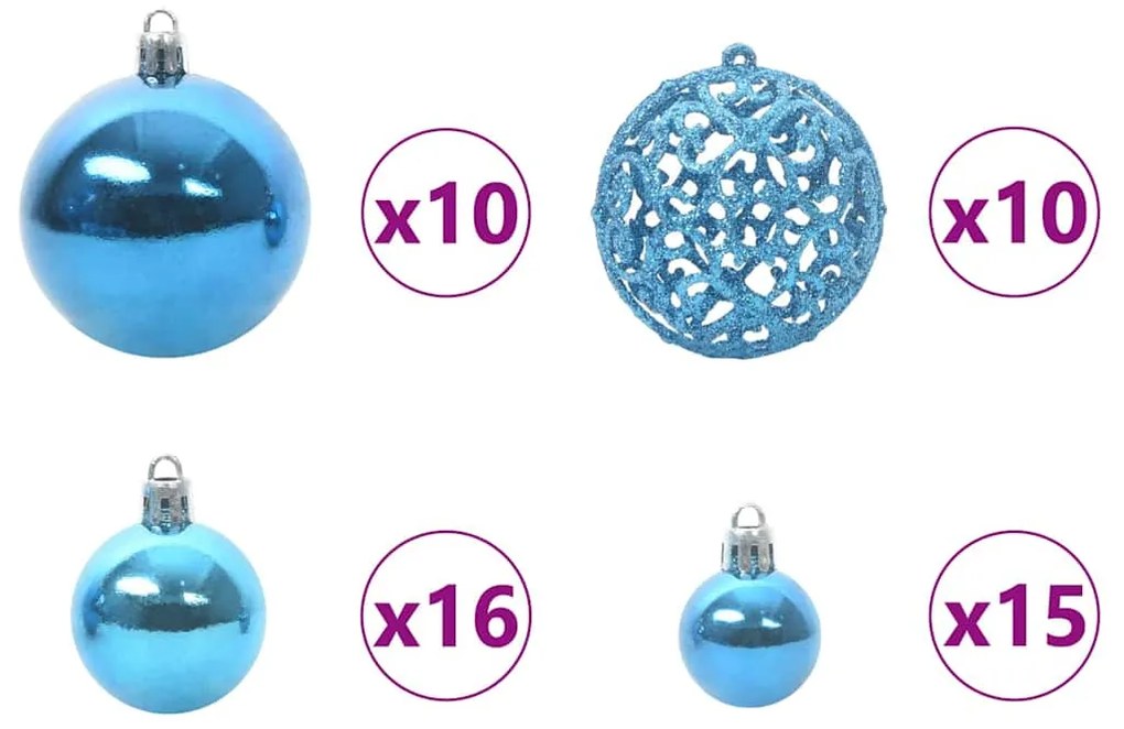 vidaXL Τεχνητό Προφωτισμένο Χριστουγεννιάτικο Δέντρο με Σετ Μπαλών PET