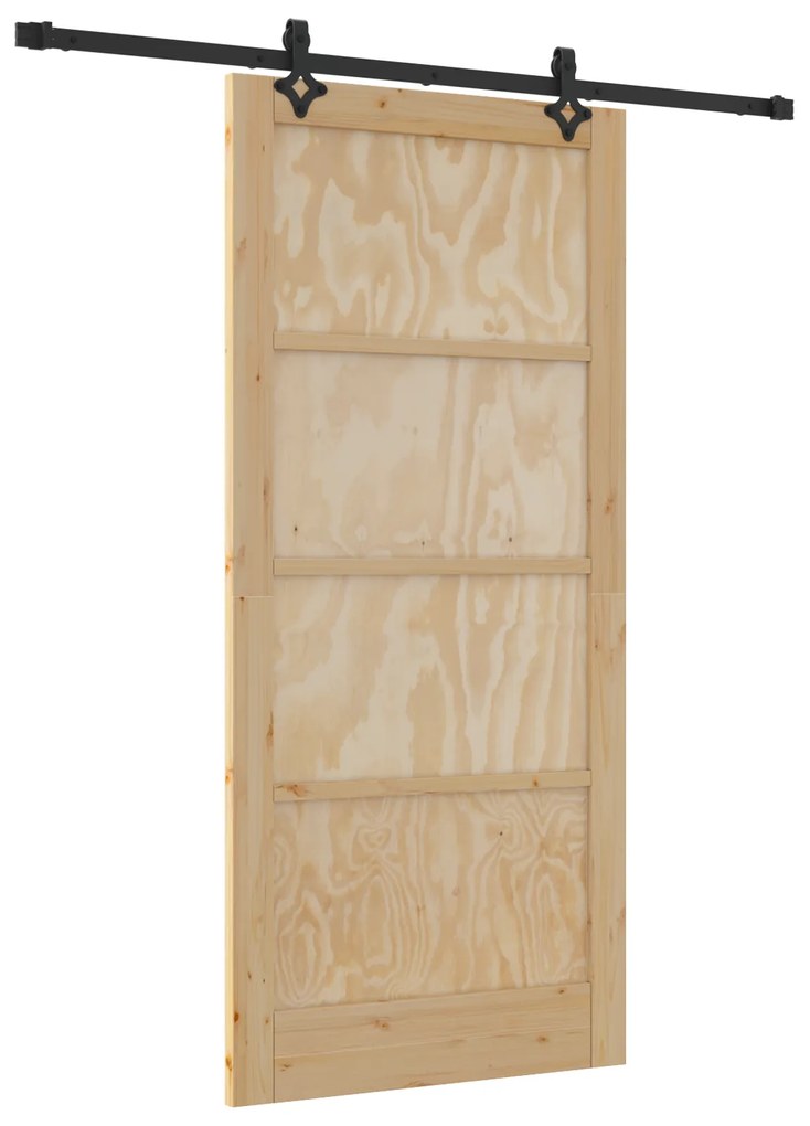 vidaXL Συρόμενη Πόρτα με σετ εξαρτημάτων 93x202 cm Μασίφ ξύλο πεύκου