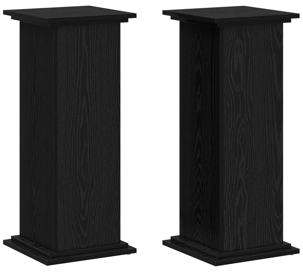 vidaXL Βάση Φυτών Μαύρη Δρυς 33x33x80 εκ. Κατασκευασμένο Ξύλο