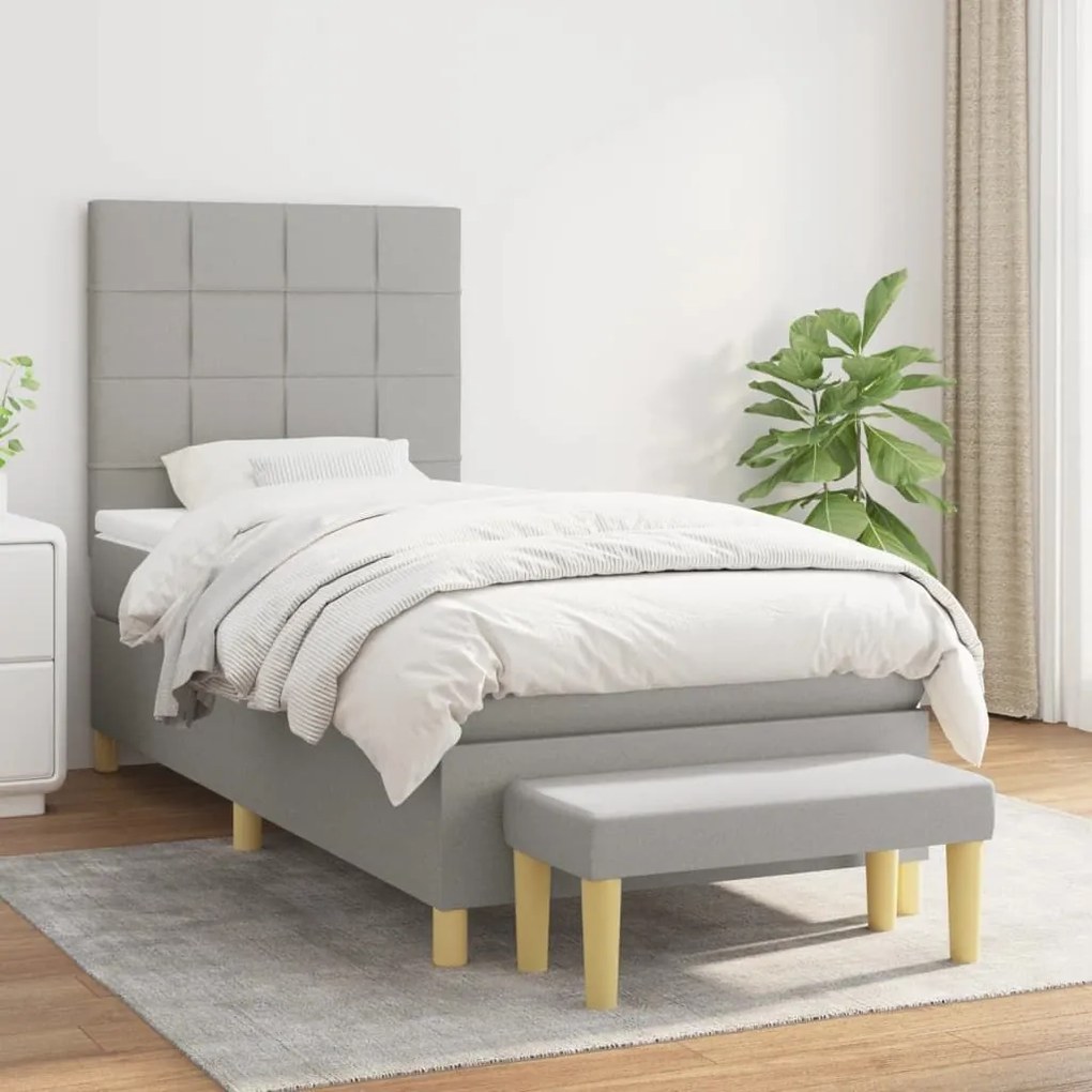 ΚΡΕΒΑΤΙ BOXSPRING ΜΕ ΣΤΡΩΜΑ ΑΝΟΙΧΤΟ ΓΚΡΙ 80X200 ΕΚ. ΥΦΑΣΜΑΤΙΝΟ 3137109