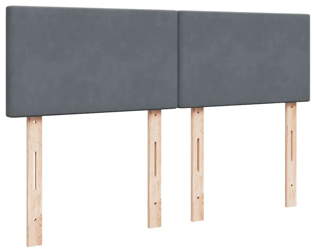 vidaXL Κρεβάτι Boxspring με Στρώμα Σκούρο Γκρι 140x200 εκ. Βελούδινο