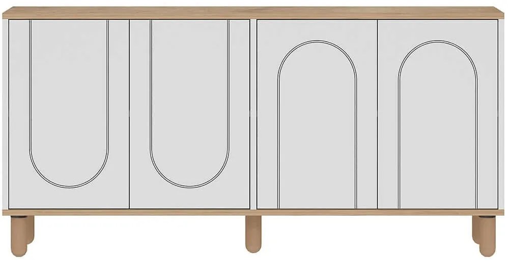 Μπουφές Ravone 327ODS1354 150x36x73cm Oak-White Μοριοσανίδα, Μελαμίνη