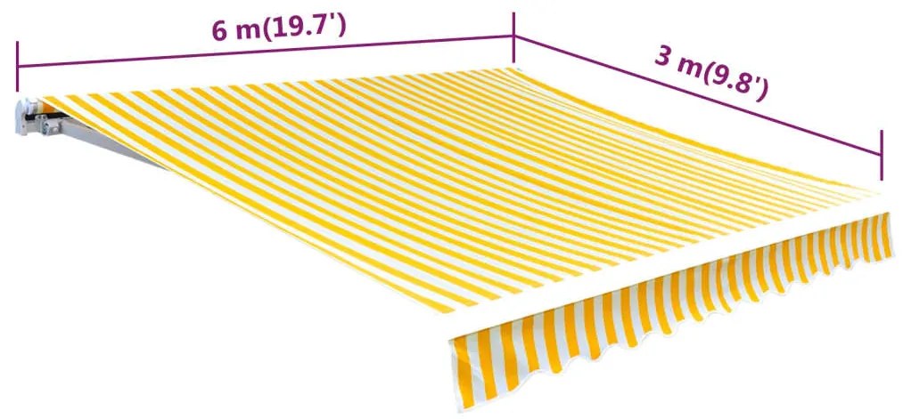 Τεντόπανο Έντονο Κίτρινο/Λευκό 6x3 μ Καραβόπανο (Χωρίς Πλαίσιο) - Κίτρινο