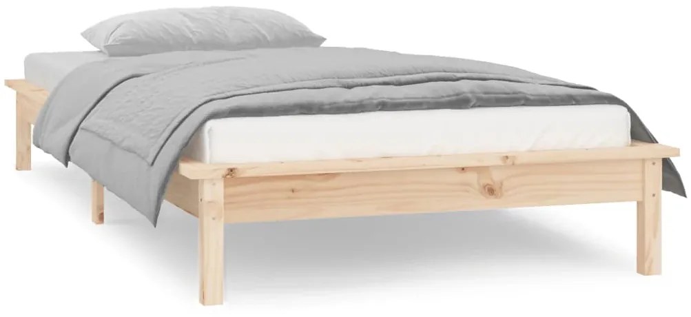 vidaXL Πλαίσιο Κρεβατιού LED 75x190 εκ. Μικρό Μονό Μασίφ Ξύλο