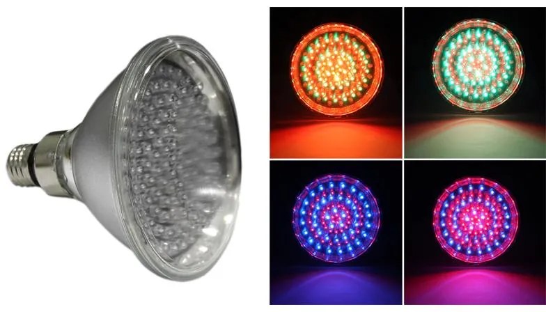 Adeleq LED Λάμπα Σκληράς Υάλου PAR38 E27 120LED 8.5W 42VAC 70o RGB 14-381261