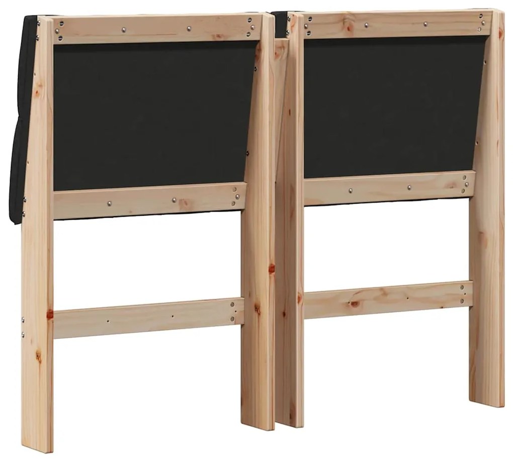 vidaXL Ταπετσαρισμένο κεφαλάρι Μαύρο 120 cm Στερεά ξυλεία πεύκου