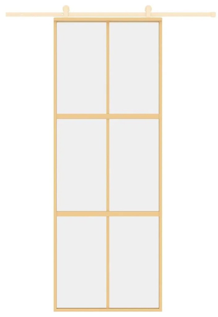Συρόμενη Πόρτα Χρυσή 76 x 205 εκ. από Γυαλί ESG και Αλουμίνιο - Χρυσό