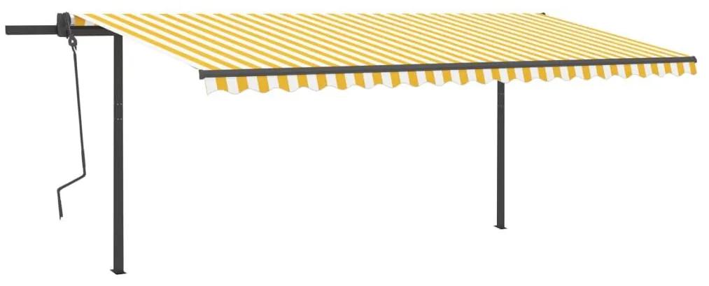 Τέντα Συρόμενη Αυτόματη με Στύλους Κίτρινο / Λευκό 5 x 3,5 μ. - Κίτρινο