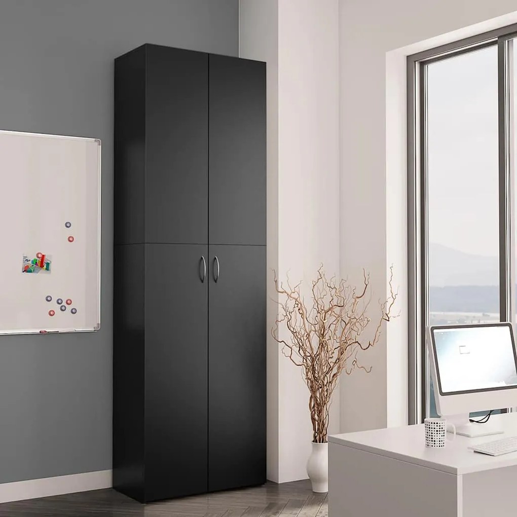 vidaXL Ντουλάπα Γραφείου Μαύρη 60 x 32 x 190 εκ. από Επεξ. Ξύλο