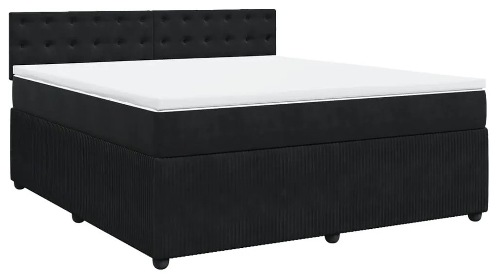 vidaXL Κρεβάτι Boxspring με Στρώμα Μαύρο 180x200 εκ. Βελούδινο