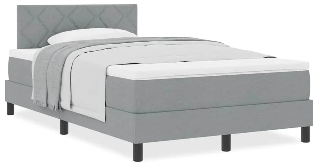 vidaXL Κρεβάτι box spring με στρώμα Ανοιχτό γκρι 120 x 190 cm ύφασμα