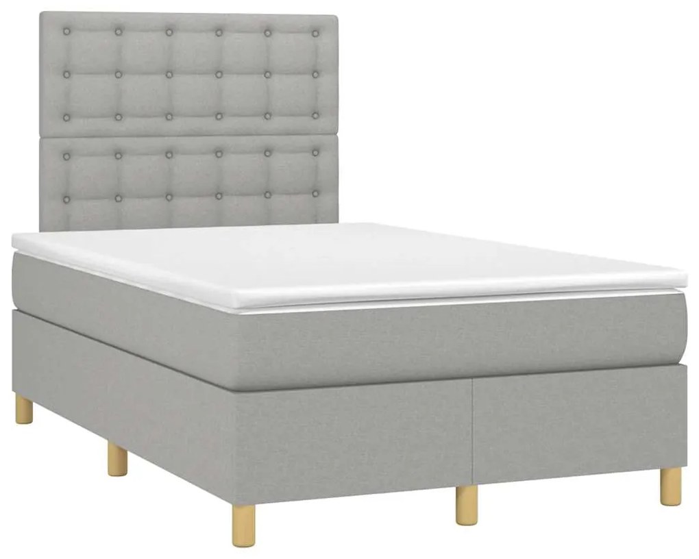 vidaXL Κρεβάτι Boxspring με Στρώμα & LED Αν.Γκρι 120x190εκ. Υφασμάτινο