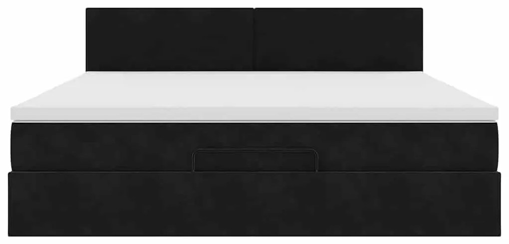 vidaXL Οθωμανικό κρεβάτι με στρώμα & LEDs Μαύρο 160x200cm Velvet
