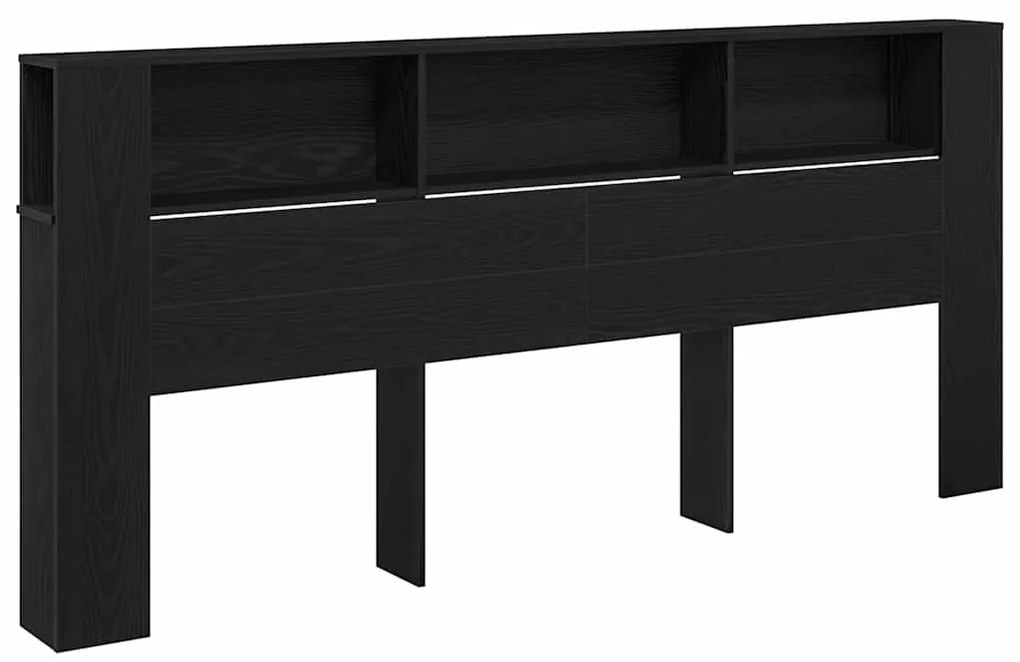 vidaXL Κρεβάτι με Κεφαλάρι με ράφι Μαύρη Οξυά 220 x 18,5 x 102,5 εκ.