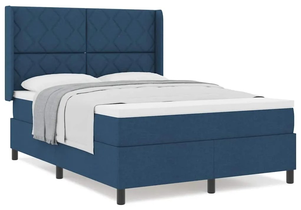 vidaXL Κρεβάτι με ελατήρια με στρώμα Μπλε 140 x 200 cm ύφασμα
