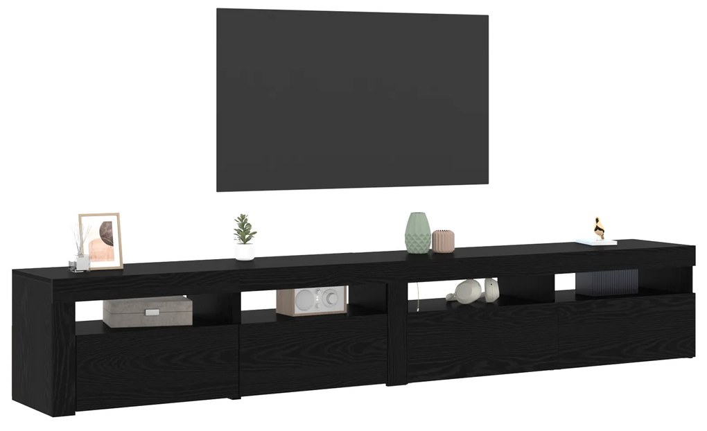 vidaXL Κάθισμα TV 2 τεμάχια με Φώτα LED Μαύρο Επεξεργασμένο Ξύλο