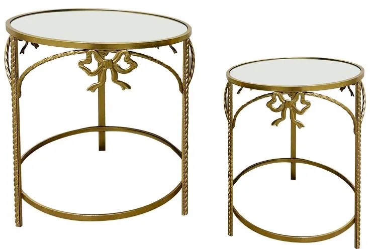 Βοηθητικά τραπεζάκια σαλονιού Frensia Inart σετ 2τεμ μέταλλο σε χρυσό 45x45x50 εκ.