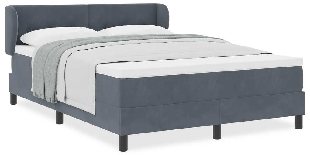 vidaXL κρεβάτι Box Spring με στρώμα Σκούρο Γκρι 140x190 εκ. Βελούδο