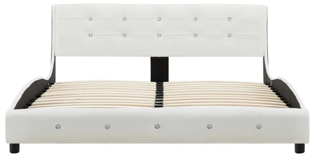 vidaXL Κρεβάτι Λευκό 140 x 200 εκ. από Συνθετικό Δέρμα με Στρώμα