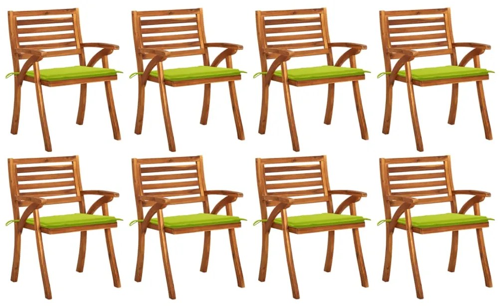 3075212 vidaXL Καρέκλες Κήπου 8 τεμ. από Μασίφ Ξύλο Ακακίας με Μαξιλάρια Πράσινο, 1 Τεμάχιο