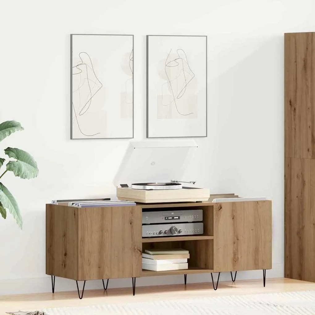 vidaXL Ντουλάπι δίσκων βινυλίου με ράφι Artisan Oak 121 x 38 x 48 cm